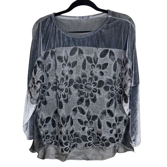 Tempo Paris Tops - Tempo Paris Top Womens XL Burnout Velvet Whimsigoth Fairy Floral Boho Sheer